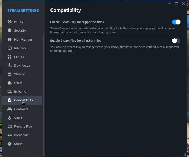 Compatibility settings