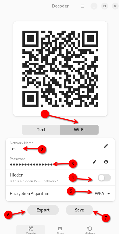 Screenshot showing all of the Wifi options with numbers and arrows