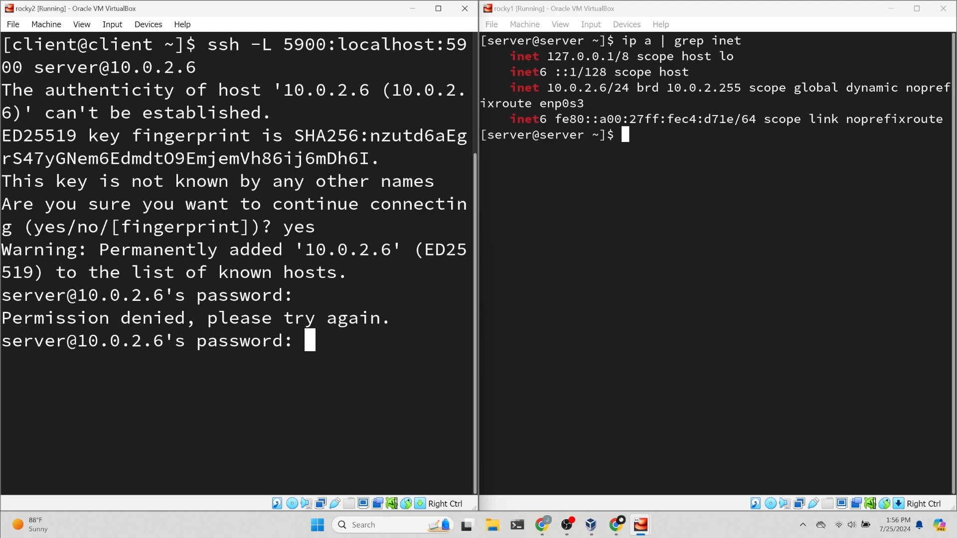 The ssh command in a terminal window