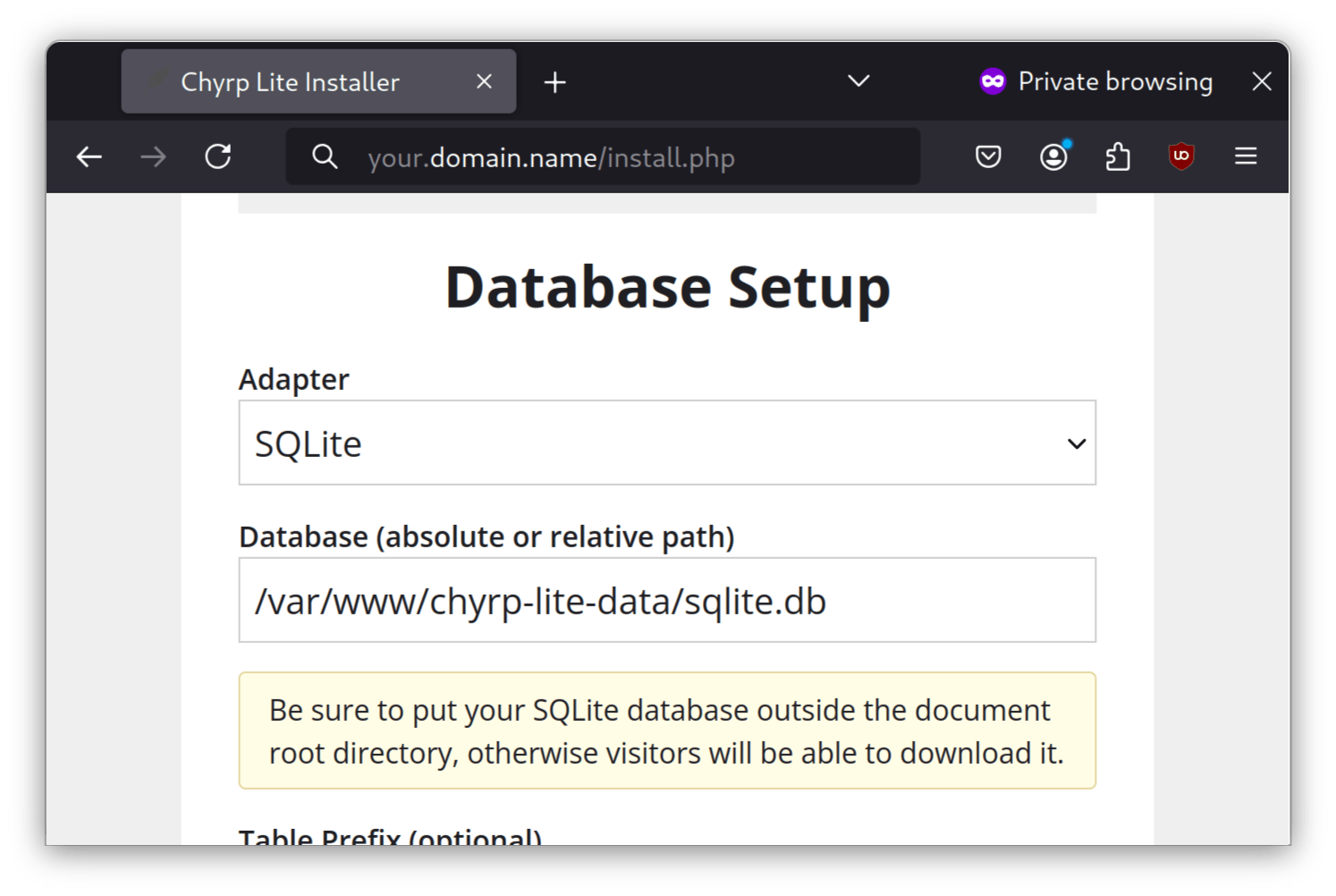 Chyrp Lite Setup