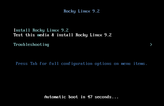 Rocky Linux installation splash screen