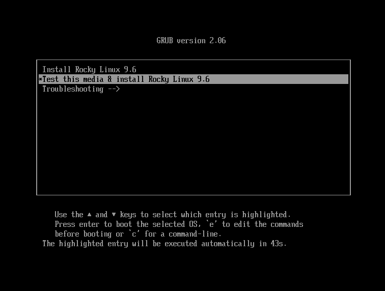 Rocky Linux installation splash screen