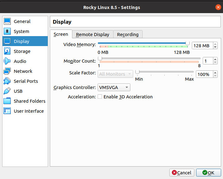 Configuración de video