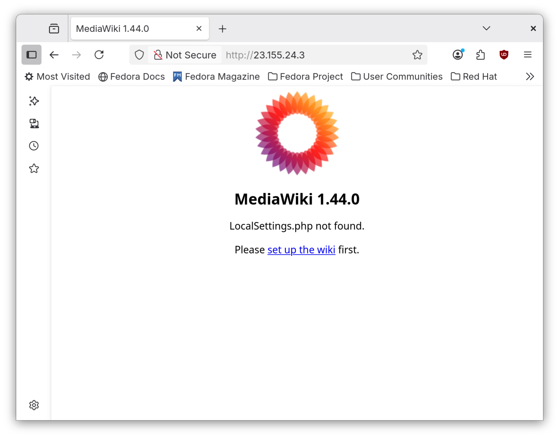MediaWiki Initial Setup