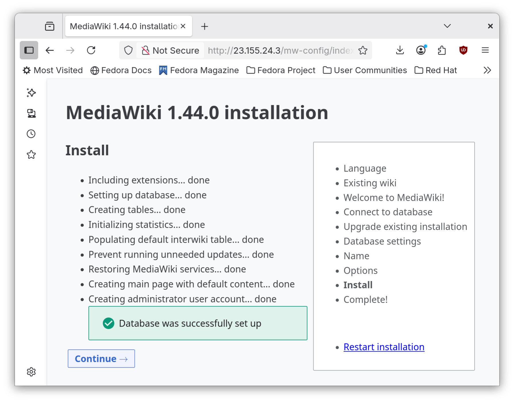 MediaWiki Install Step Part 2